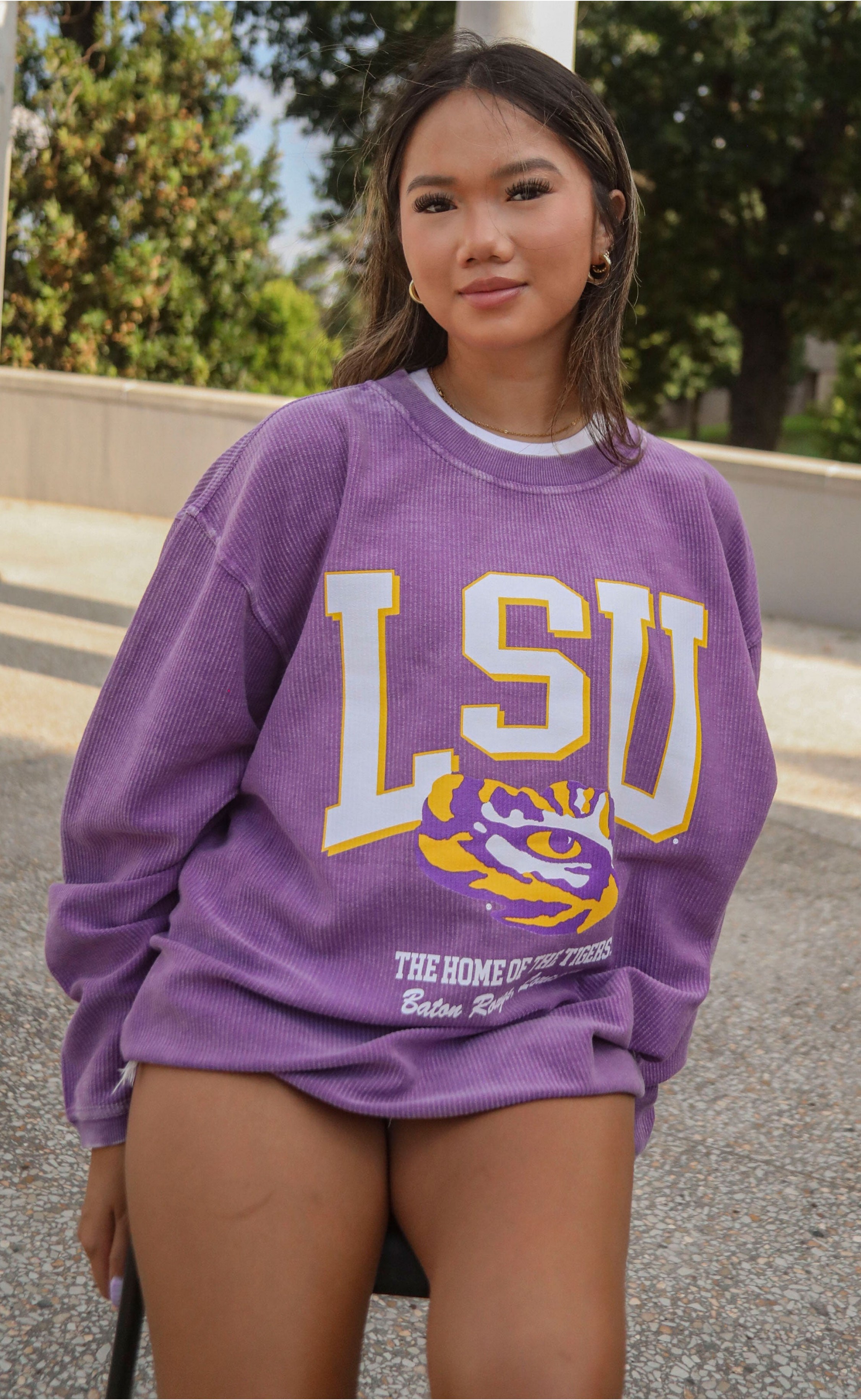 Show Your Stripes in Style – The LSU Mascot Corded Sweatshirt
