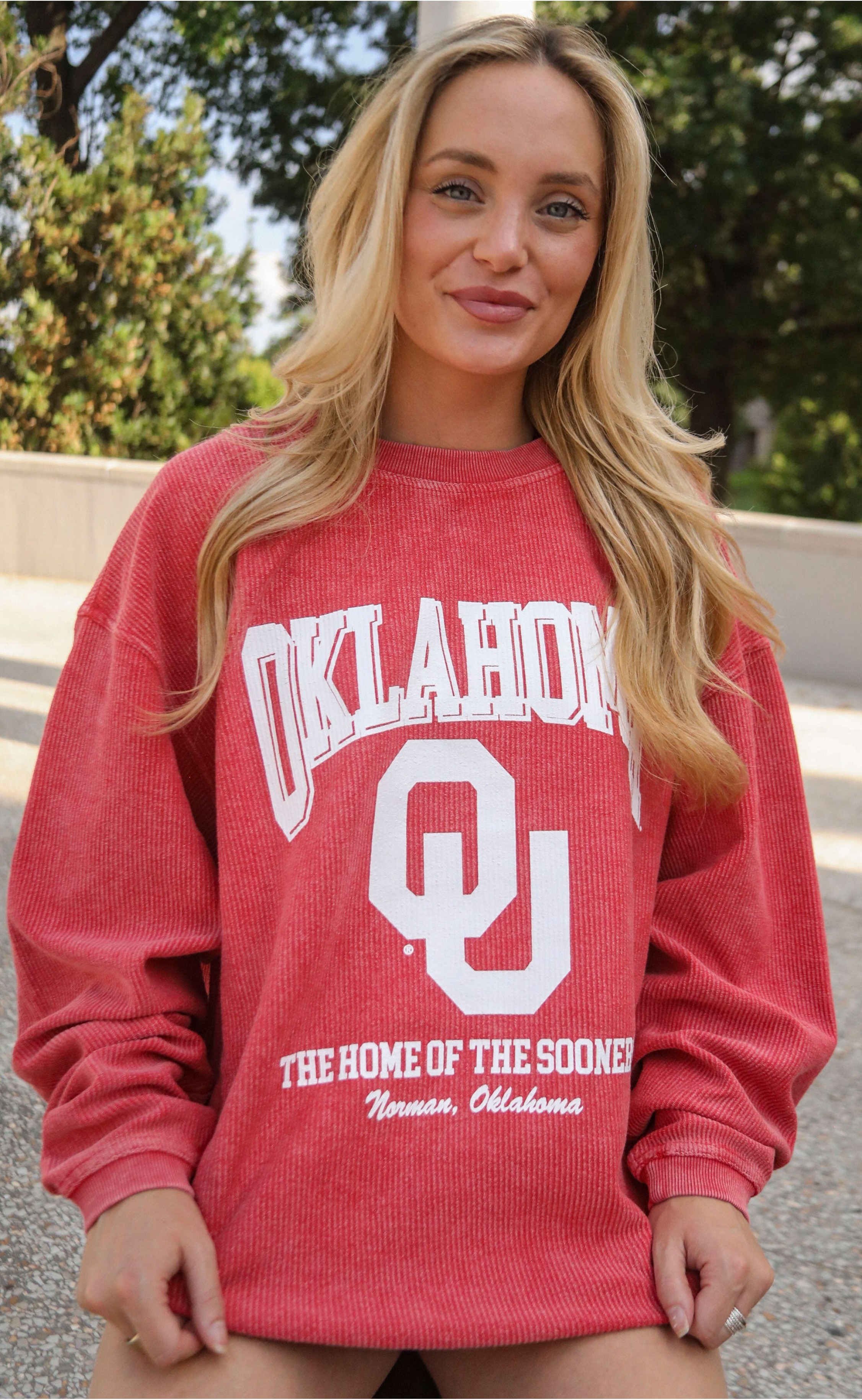 OU Sooners Mascot Corded Sweatshirt – Show Your Crimson Pride with Classic Comfort
