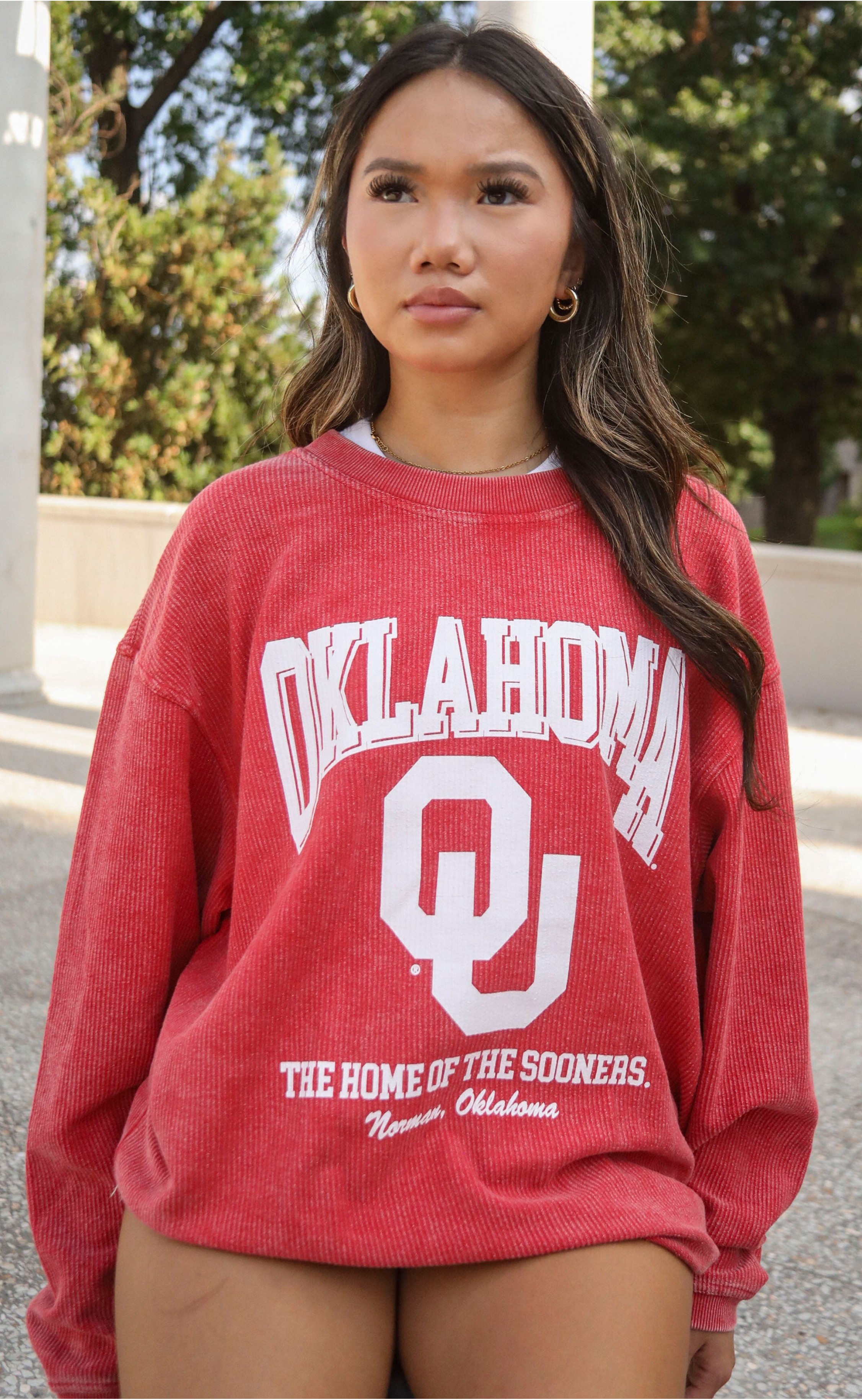 OU Sooners Mascot Corded Sweatshirt – Show Your Crimson Pride with Classic Comfort