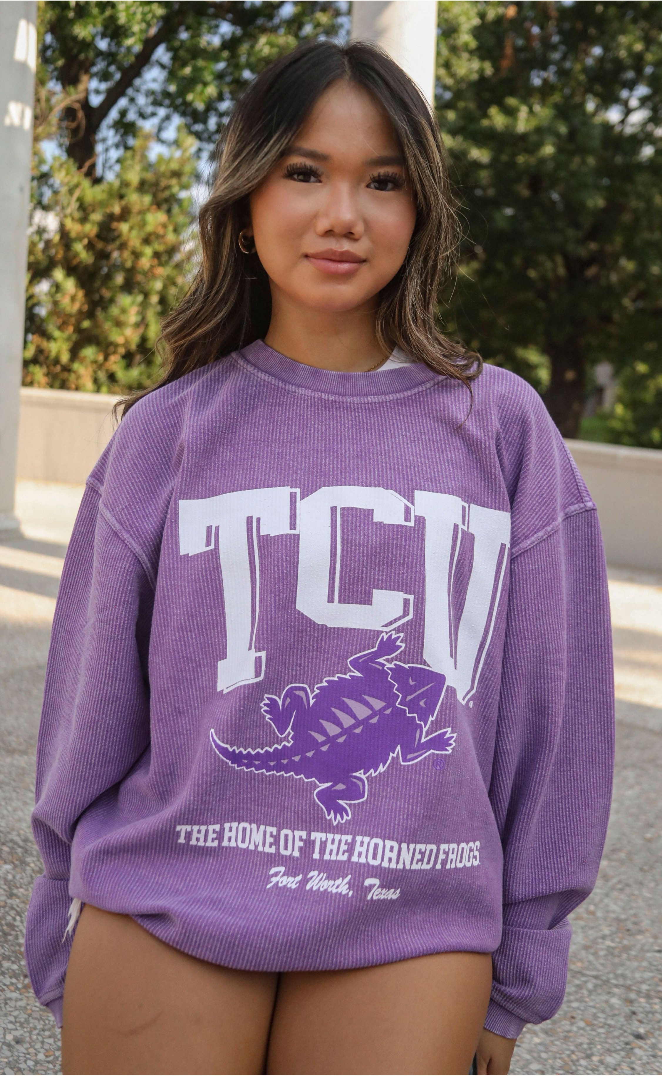 TCU Mascot Corded Sweatshirt – Rock Your Horned Frog Pride with Vintage Vibes