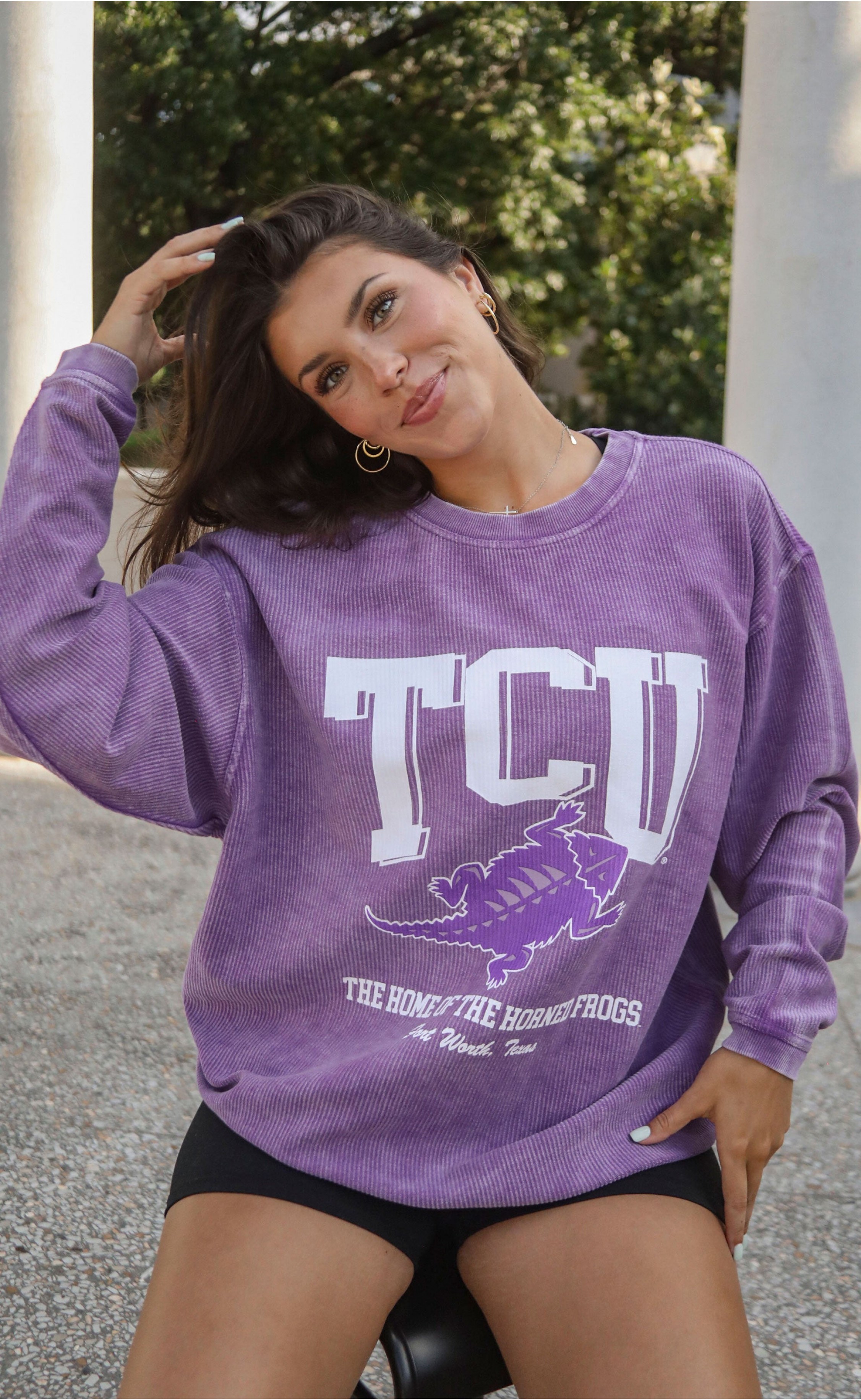 TCU Mascot Corded Sweatshirt – Rock Your Horned Frog Pride with Vintage Vibes