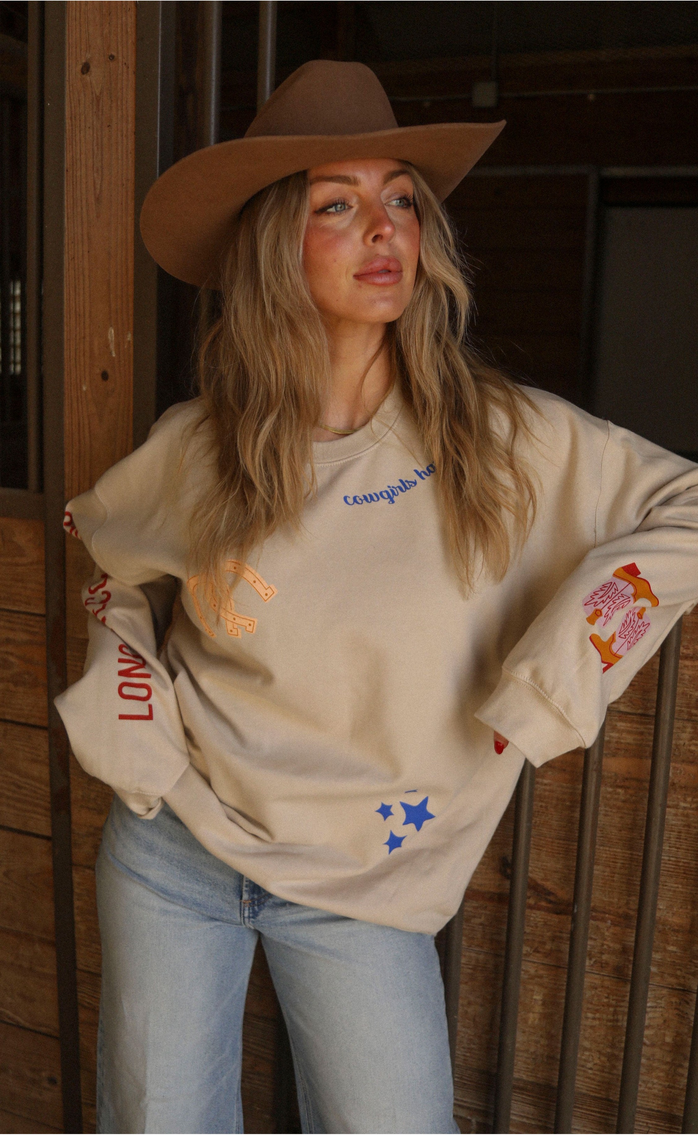 Cowgirls Patchwork Crewneck Sweatshirt – Trendy ...