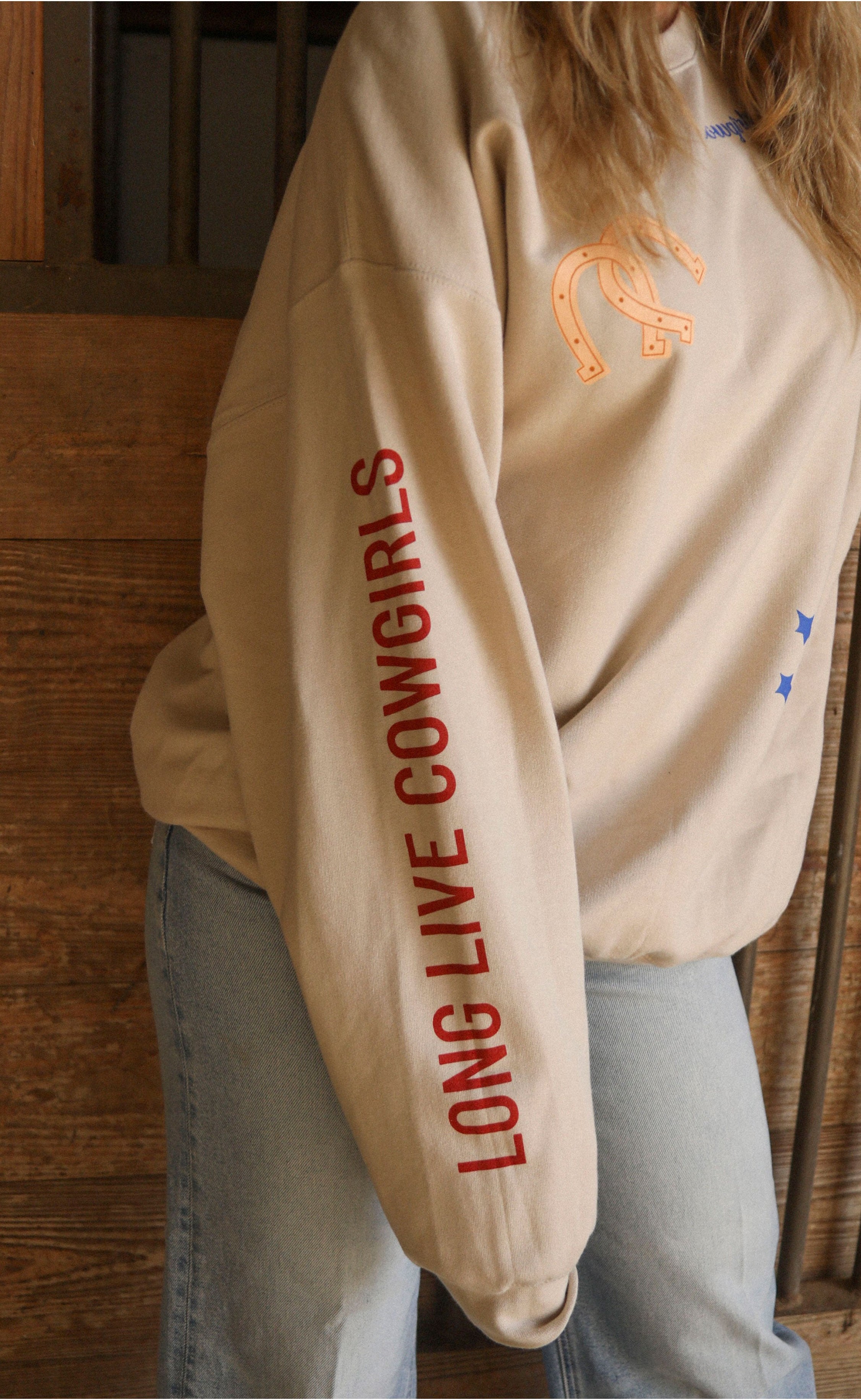 Cowgirls Patchwork Crewneck Sweatshirt – Trendy Western-Inspired Pullover with Patchwork Accents, Perfect for Fashion-Forward Cowgirl Vibes