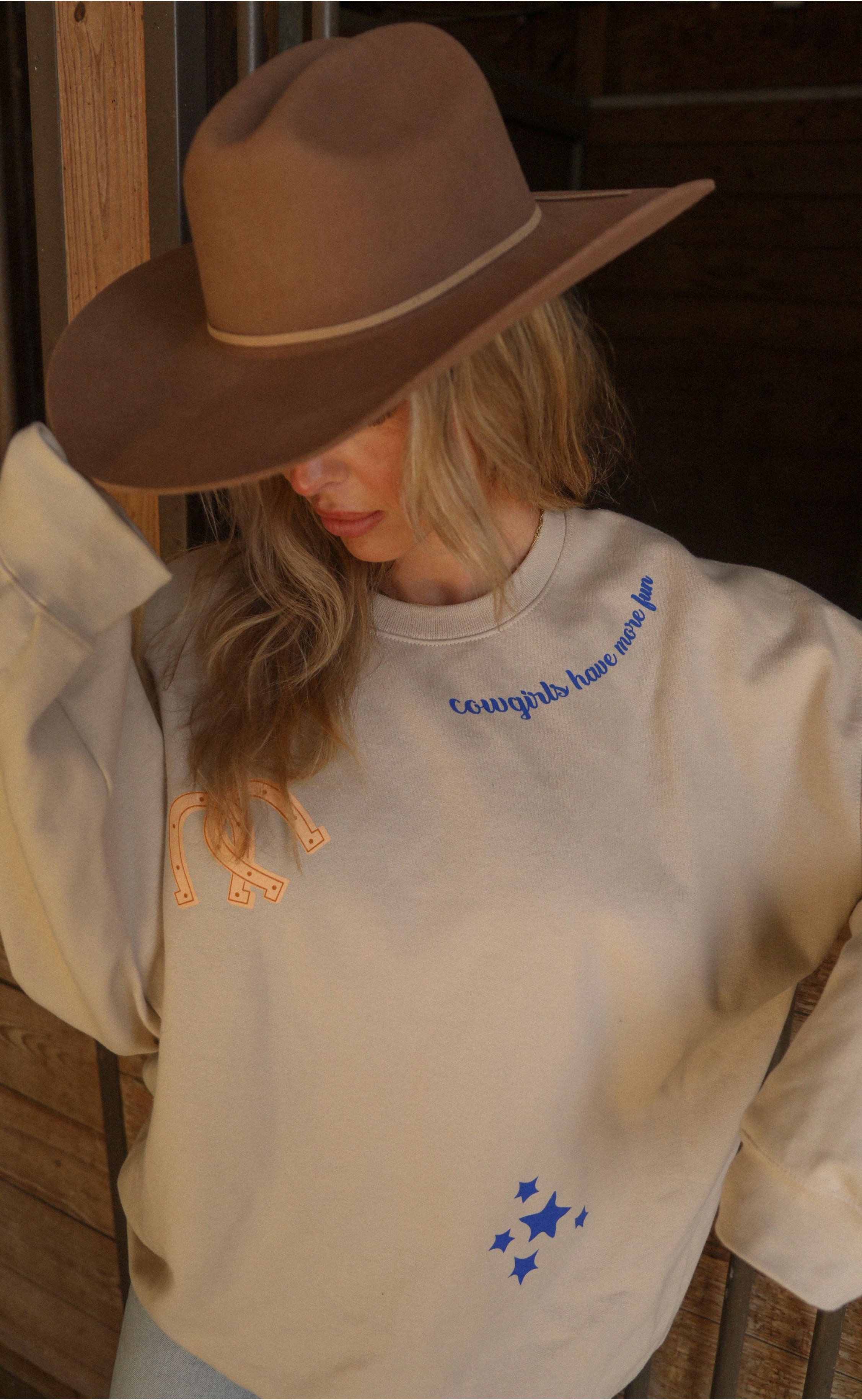 Cowgirls Patchwork Crewneck Sweatshirt – Trendy Western-Inspired Pullover with Patchwork Accents, Perfect for Fashion-Forward Cowgirl Vibes