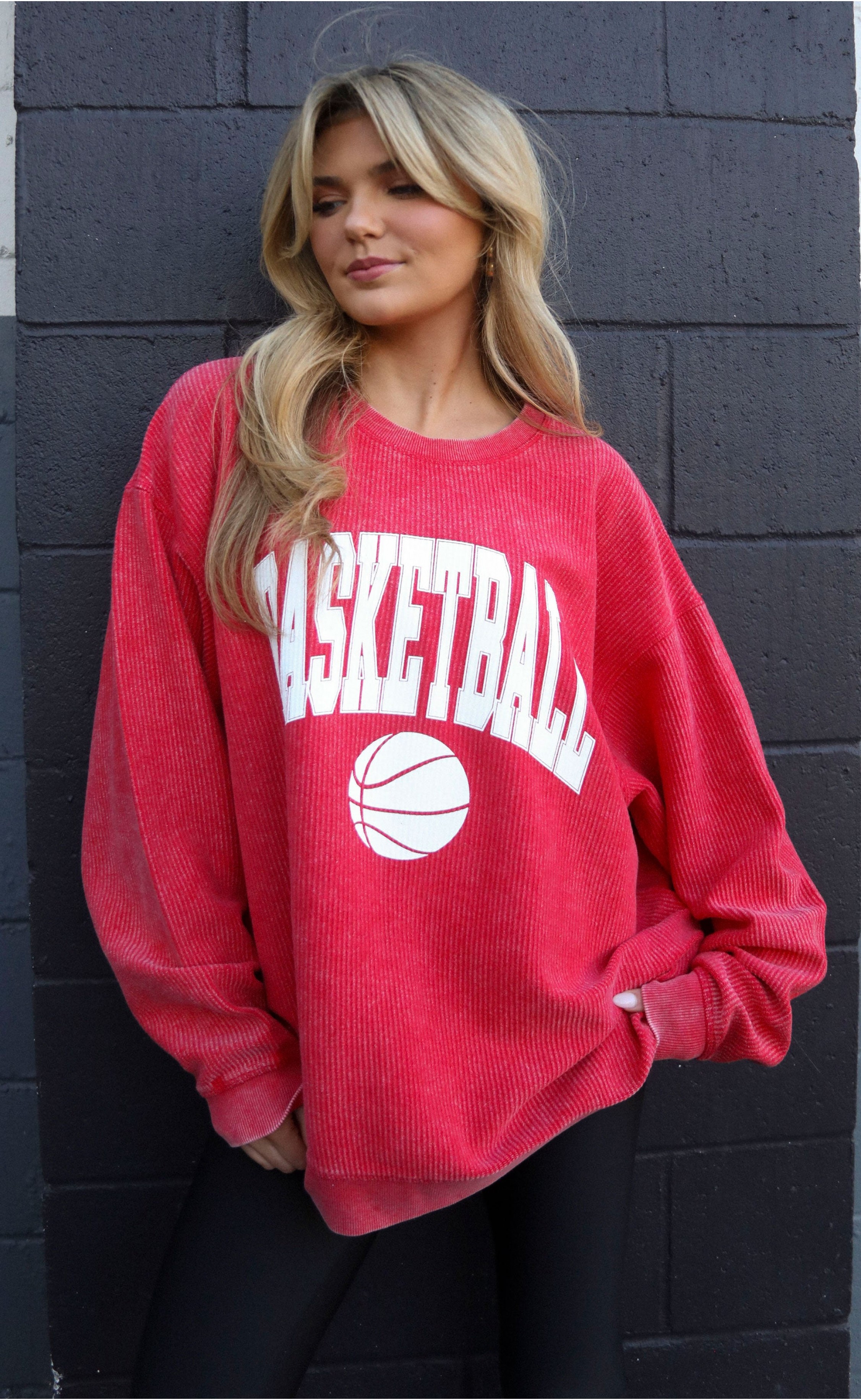 Soft Corded Basketball Sweatshirt – Everyday Athletic Pullover with Vintage Ribbing, Stylish and Comfortable for All Seasons