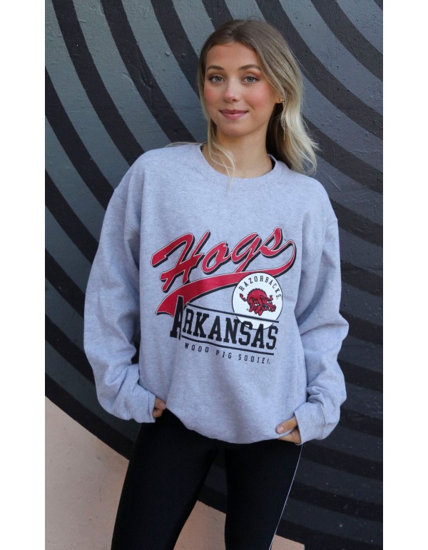 Effortless Style, Legendary Spirit – Hogs Script Sweatshirt in Classic Grey