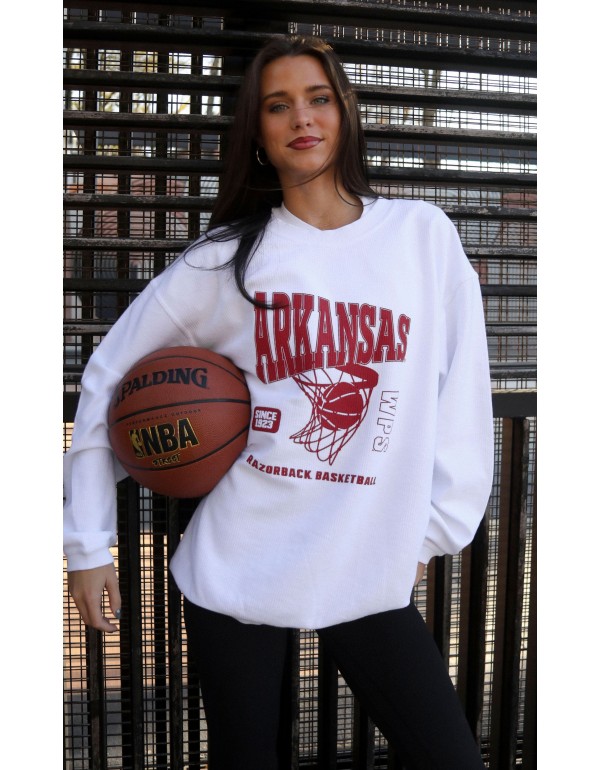 University of Arkansas Basketball Corded Sweatshirt – Textured Pullover for True Razorbacks Fans, Perfect for Game Day and Tailgates