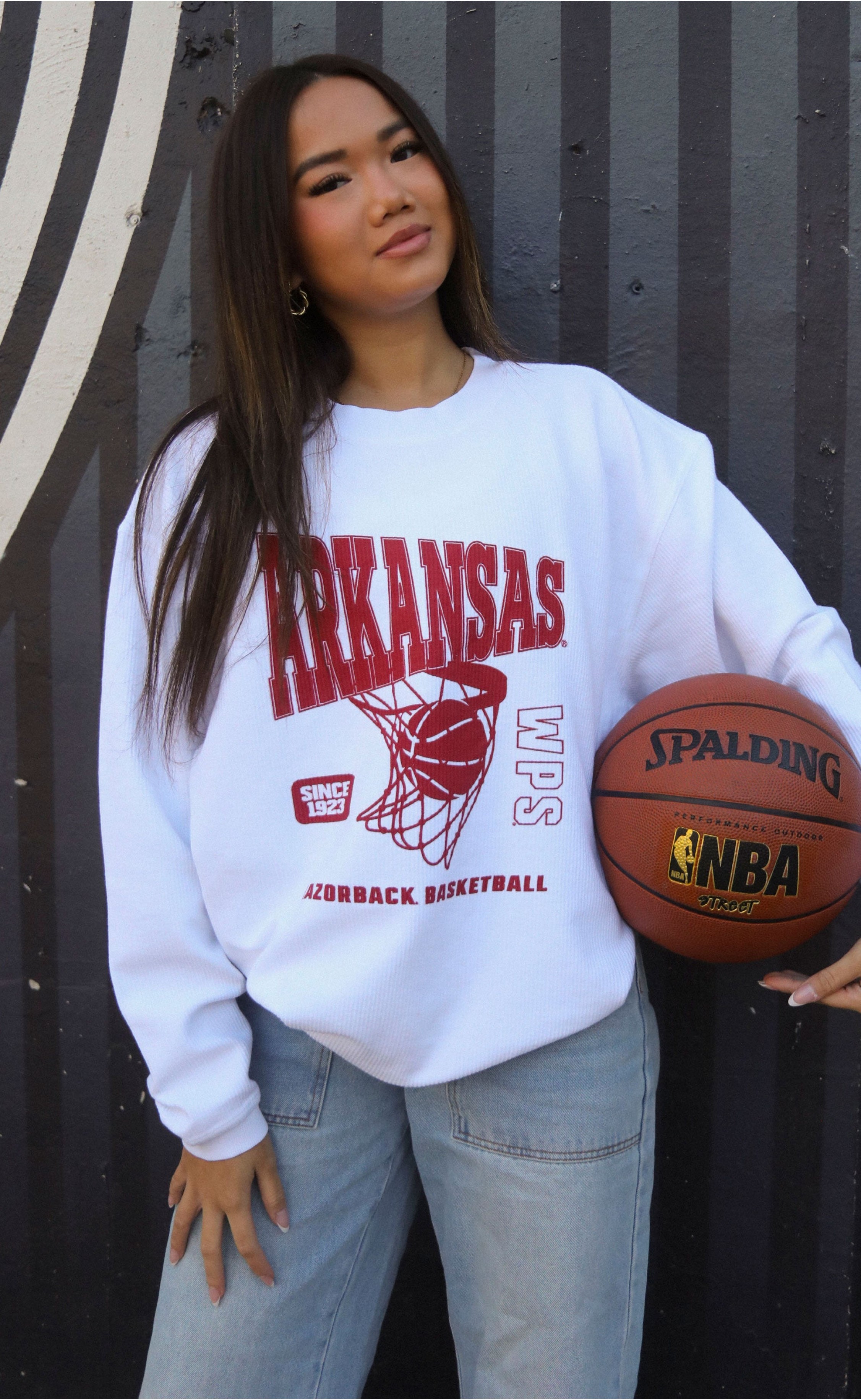 University of Arkansas Basketball Corded Sweatshirt – Textured Pullover for True Razorbacks Fans, Perfect for Game Day and Tailgates