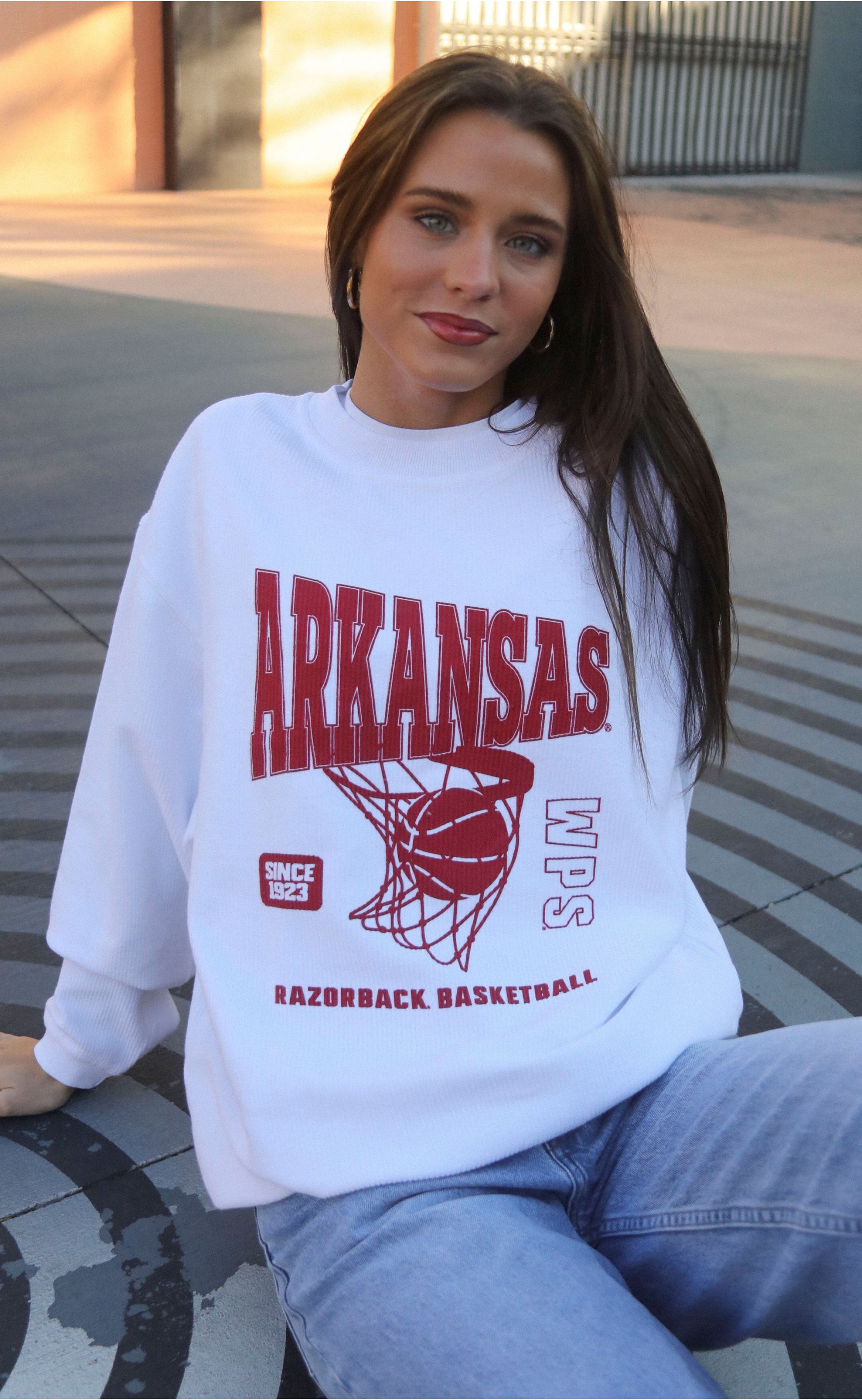 University of Arkansas Basketball Corded Sweatshirt – Textured Pullover for True Razorbacks Fans, Perfect for Game Day and Tailgates