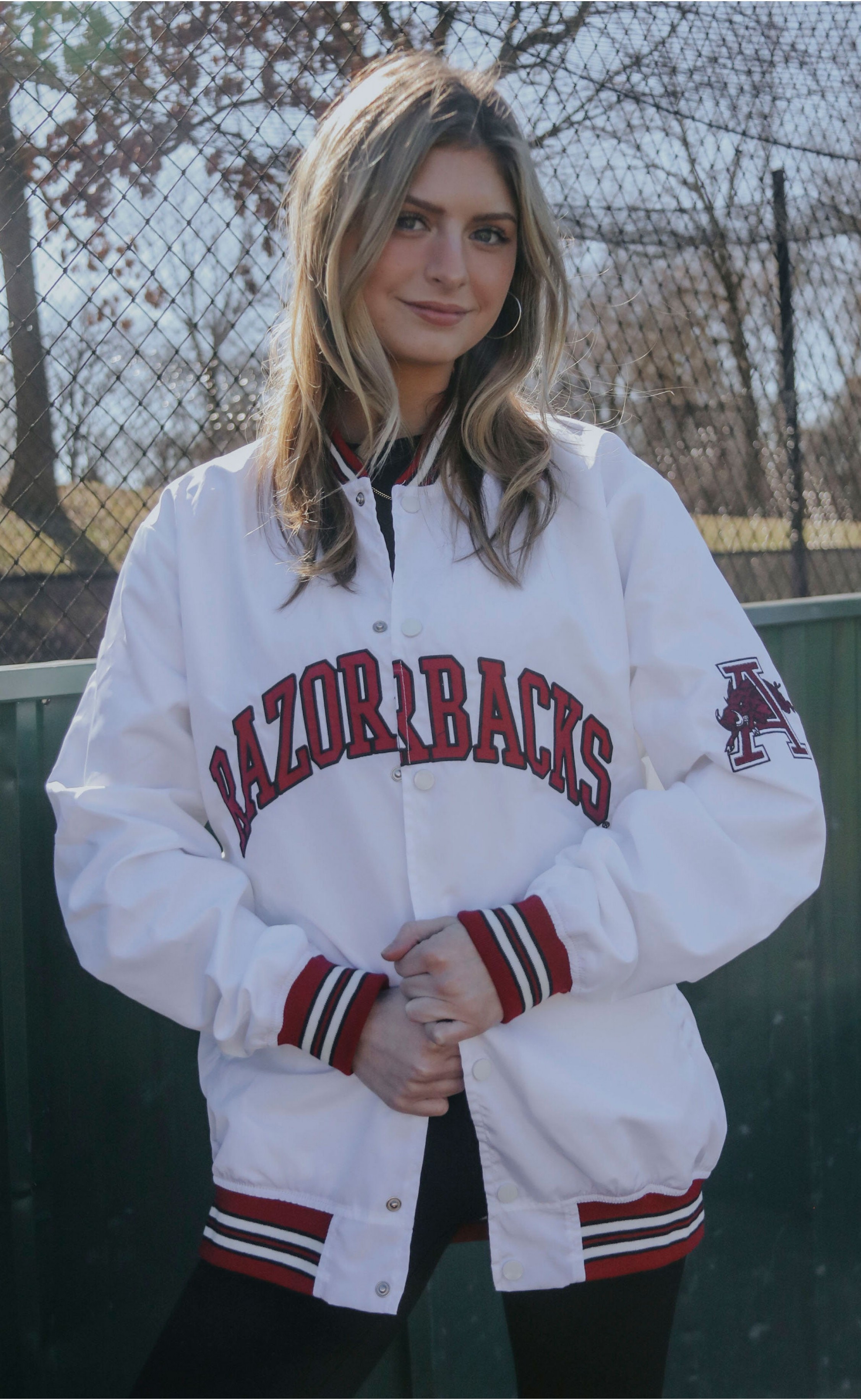 Arkansas Bomber Jacket – Clean White Style with ...