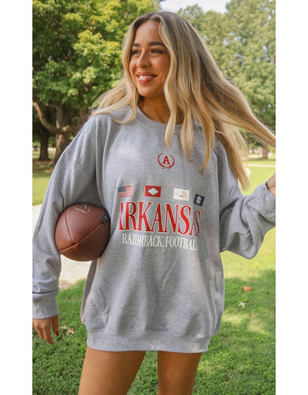 Arkansas Flag Crewneck Sweatshirt – Razorbacks-Inspired Apparel with Bold State Flag Design, Ideal for Game Days and Alumni Wear